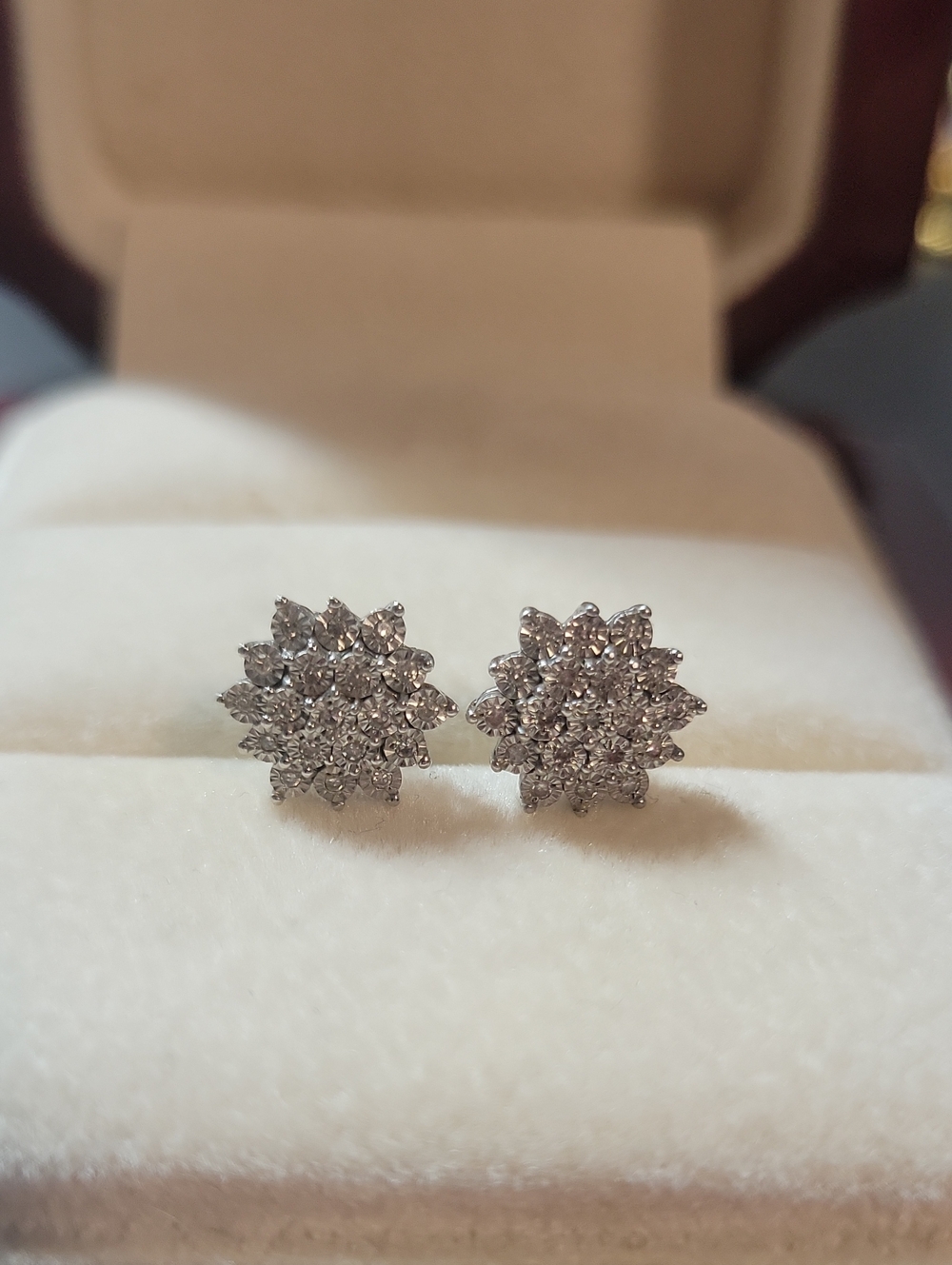 Cluster Flower Stud Earrings - Silver